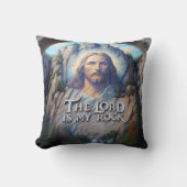 主は私の岩である:聖なる彫刻のイエス クッション (正面)