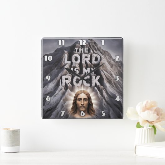 主は私の岩である:詩篇18:2 スクエア壁時計 (ホーム)