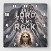 主は私の岩である:詩篇18:2 スクエア壁時計 (正面)