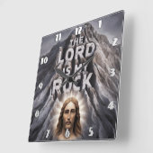 主は私の岩である:詩篇18:2 スクエア壁時計 (傾斜)