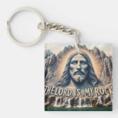 主は私の岩;詩篇18;2背が高い キーホルダー (正面)