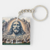 主は私の岩;詩篇18;2背が高い キーホルダー (裏面)