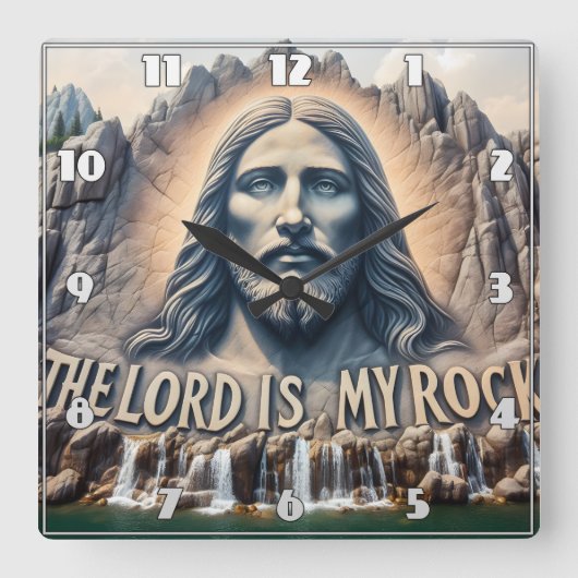 主は私の岩;詩篇18;2背が高い スクエア壁時計 (正面)