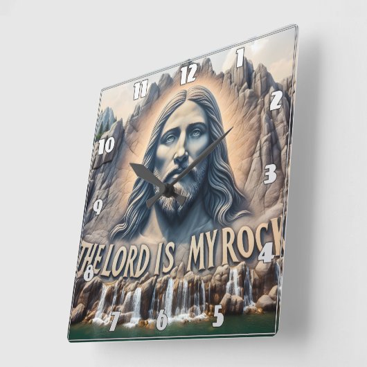 主は私の岩；詩篇18;2背が高い スクエア壁時計 (傾斜)