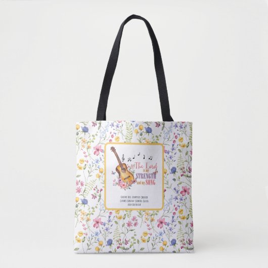 主は私の強さと私の歌のギターの聖書である トートバッグ (正面)