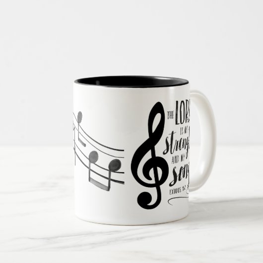 主は私の強さと私の歌のマグカップ ツートーンマグカップ (正面右)