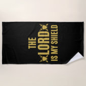 主は私の盾の引用文 ビーチタオル (正面)