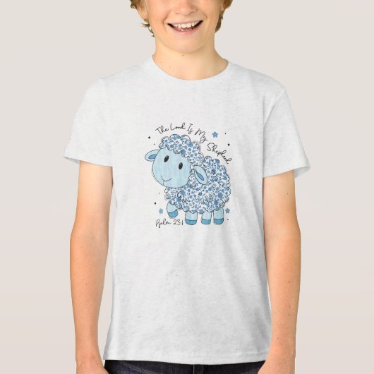 主は私の羊飼いだ – 羊のデザイン トライブレンドＴシャツ (正面)