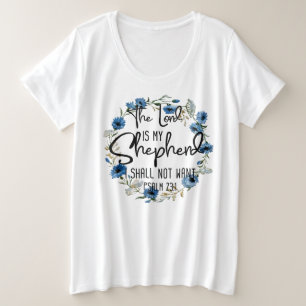主は私の羊飼いだ Psalm 23:1聖書の詩 プラスサイズTシャツ
