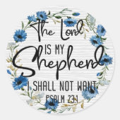 主は私の羊飼いだ | Psalm 23:1聖書の詩 ラウンドシール (正面)