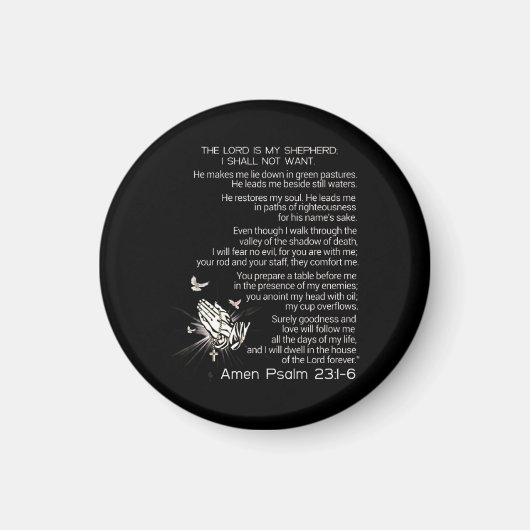 主は私の羊飼いで磁石は欲しくない マグネット (正面)