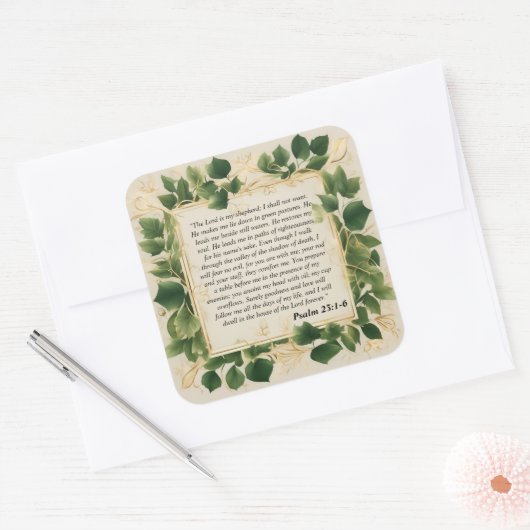 主は私の羊飼いの祈りの言葉 スクエアシール (封筒)