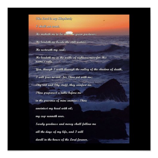 主は私の羊飼いの祈りの言葉 ポスター (正面)