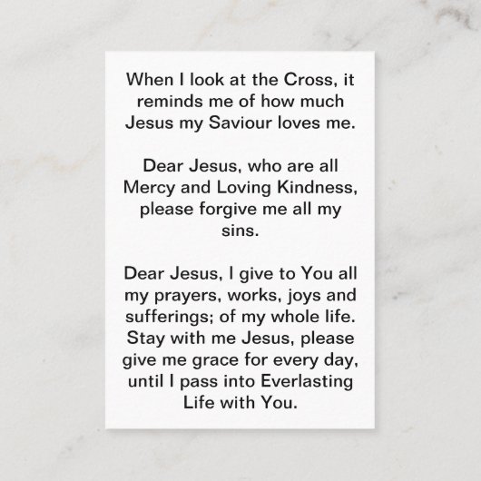 主は私の羊飼いの祈りの言葉 名刺 (裏面)