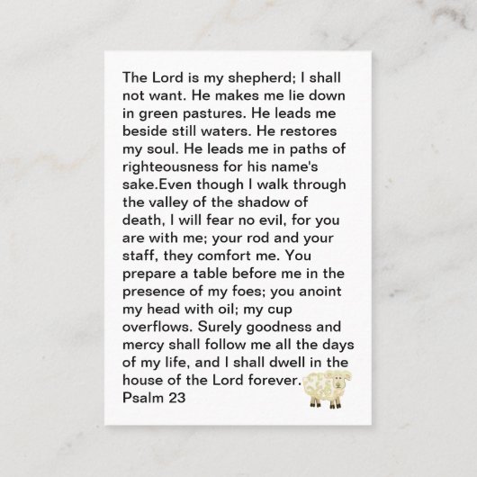 主は私の羊飼いの祈りの言葉 名刺 (裏面)