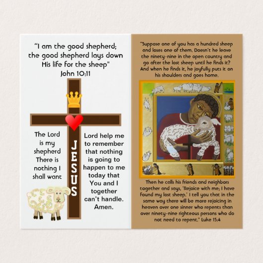 主は私の羊飼いの羊失ったの祈りの言葉カード 名刺 (外部フラット)