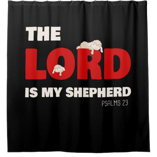 主は私の羊飼いの詩篇23キリスト教信仰である シャワーカーテン (正面)