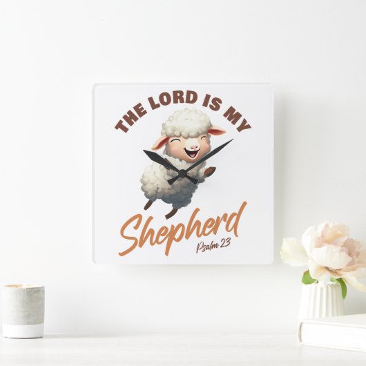 主は私の羊飼いの詩篇23キリスト教信仰である スクエア壁時計 (ホーム)