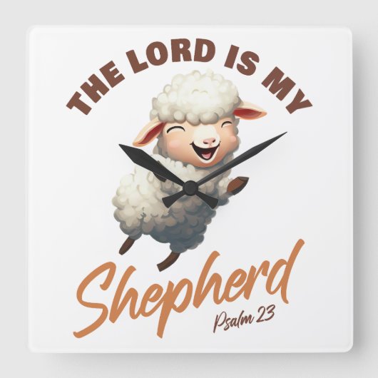 主は私の羊飼いの詩篇23キリスト教信仰である スクエア壁時計 (正面)