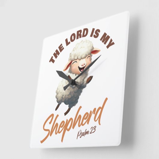主は私の羊飼いの詩篇23キリスト教信仰である スクエア壁時計 (傾斜)