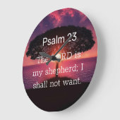 主は私の羊飼いの詩篇23日没の木 ラージ壁時計 (傾斜)