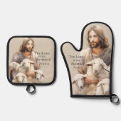 主は私の羊飼いの詩篇23 鍋つかみ&鍋敷きセット (正面)