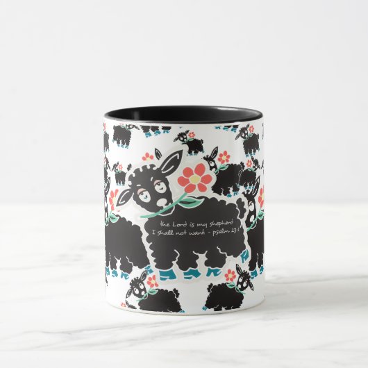 主は私の羊飼いの詩篇23:1ミニマリスト マグカップ (中央)