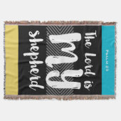 主は私の羊飼いの黄色い水色のパターモダンン スローブランケット (正面)