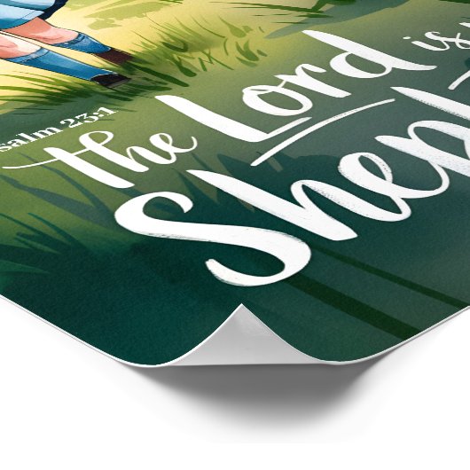 主は私の羊飼いクリスチャン10代のガール芸術 ポスター (角)