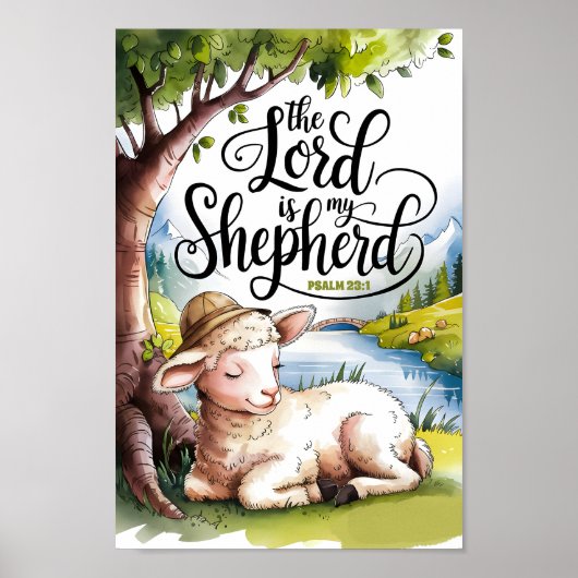 主は私の羊飼い キリスト教の幼稚園の壁画 ポスター (正面)