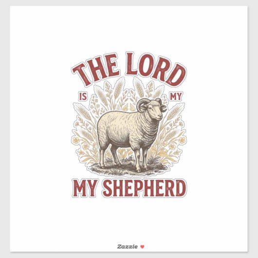 主は私の羊飼い ヴィンテージ 羊 Tシャツ デザイン シール (シート)