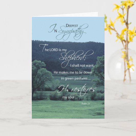 主は私の羊飼い、宗教、キリスト教の悔やみや弔慰 カード (黄色い花)