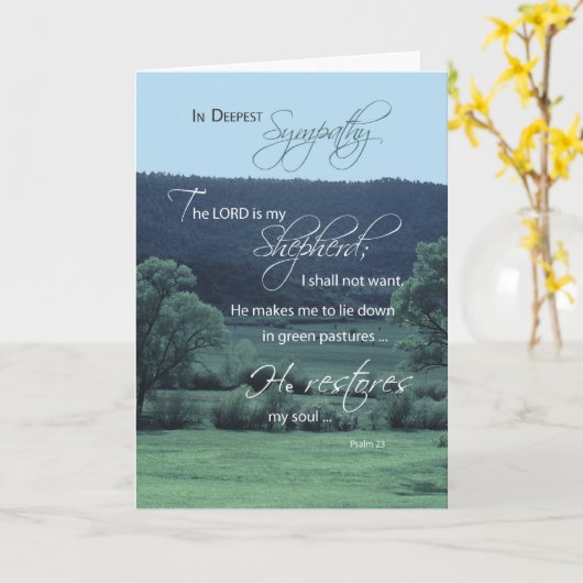 主は私の羊飼い、宗教、キリスト教の悔やみや弔慰 カード (黄色い花)