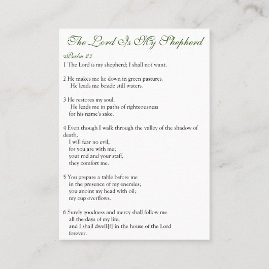 主は私の羊飼い-祈りの言葉カード 名刺 (裏面)