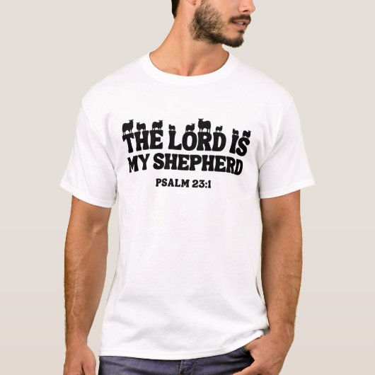主は私の羊飼い – 詩篇23:1 Tシャツ (正面)