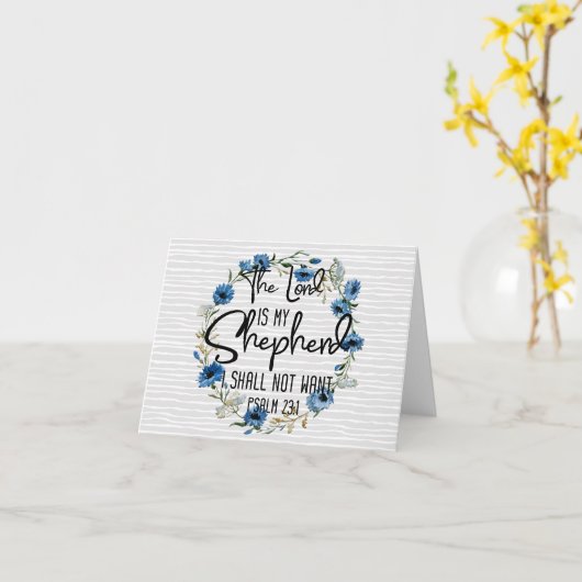 主は私の羊飼い| Psalm 23:1聖書の詩 カード (黄色い花)