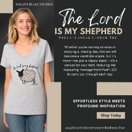 「主は私の羊飼い」VネックTシャツ Tシャツ
