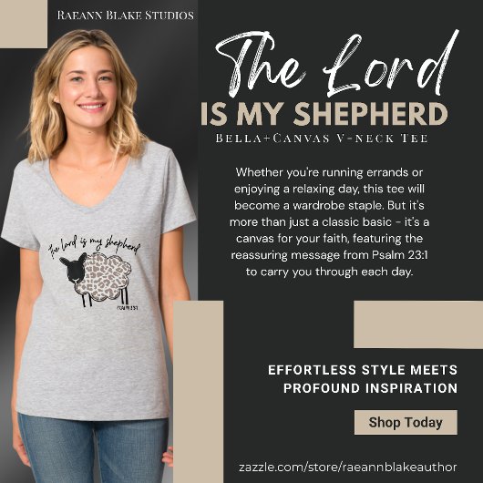 「主は私の羊飼い」VネックTシャツ Tシャツ