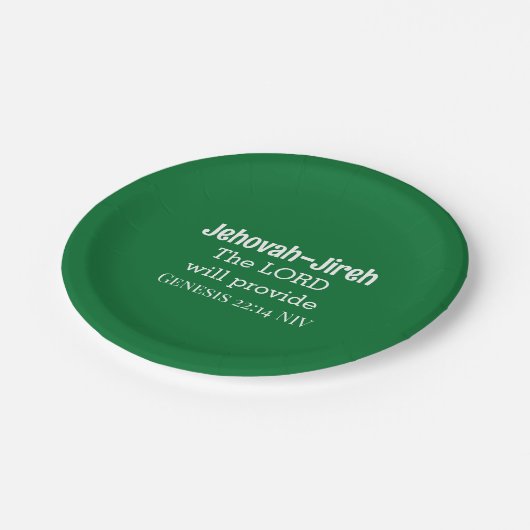 主は聖書の節を暗緑色で与える ペーパープレート (アングル)