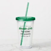 主は聖書の聖句を緑と黒に与える アクリルタンブラー (裏面)