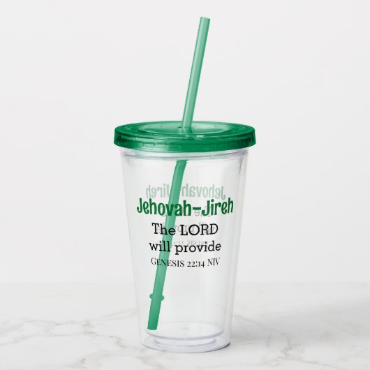主は聖書の聖句を緑と黒に与える アクリルタンブラー (裏面)
