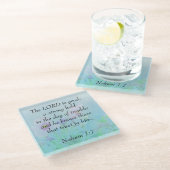 主は良い – Nahum 1:7 ガラスコースター (アングル)