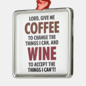 主は、私にコーヒーおよびワインを与えます メタルオーナメント (左)