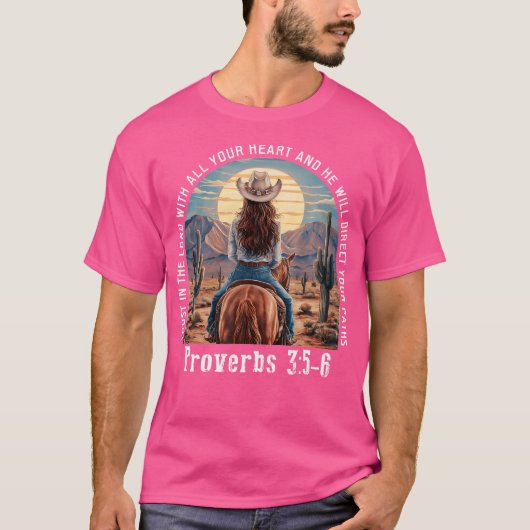 主への信頼女性のカーボーイ西キリスト教のプローバー Tシャツ (正面)