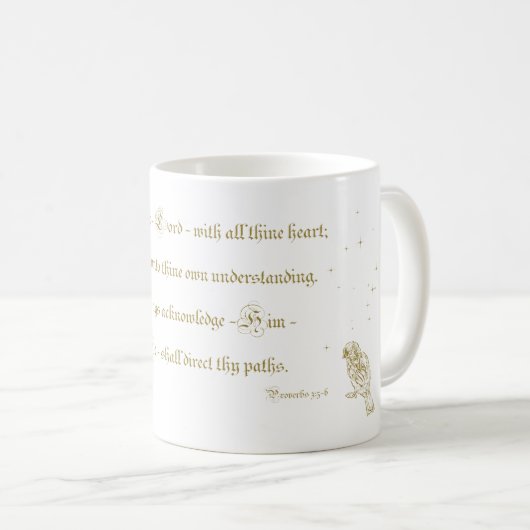 主への信頼Proverbs聖書の書道マグ コーヒーマグカップ (正面右)