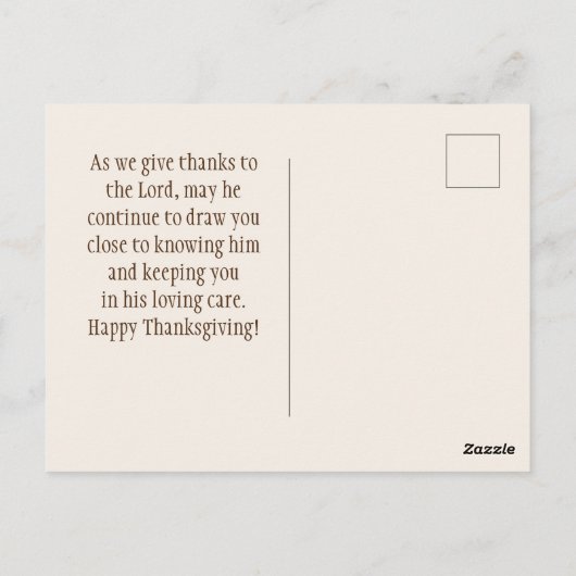 主への感謝を捧げる 感謝祭の聖書の一節 ポストカード (裏面)
