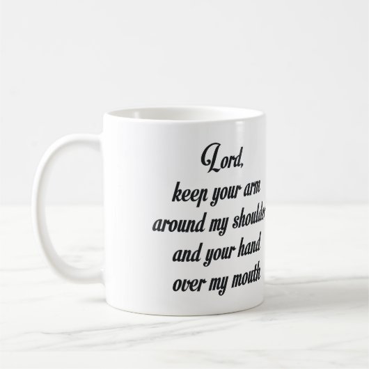 主よ保腕ののまわりに肩と… コーヒーマグカップ (左)