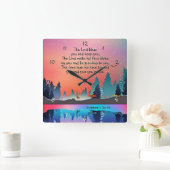 主よ賛美よ数6:24-26冬の湖 スクエア壁時計 (ホーム)