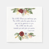 主よ賛美よ聖書の聖句レッド・ローズ・フローラ スタンダードカクテルナプキン (正面)