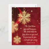 主よ賛美Youバイブルエレガントクリスマス赤金ゴールド シーズンポストカード (正面/裏面)